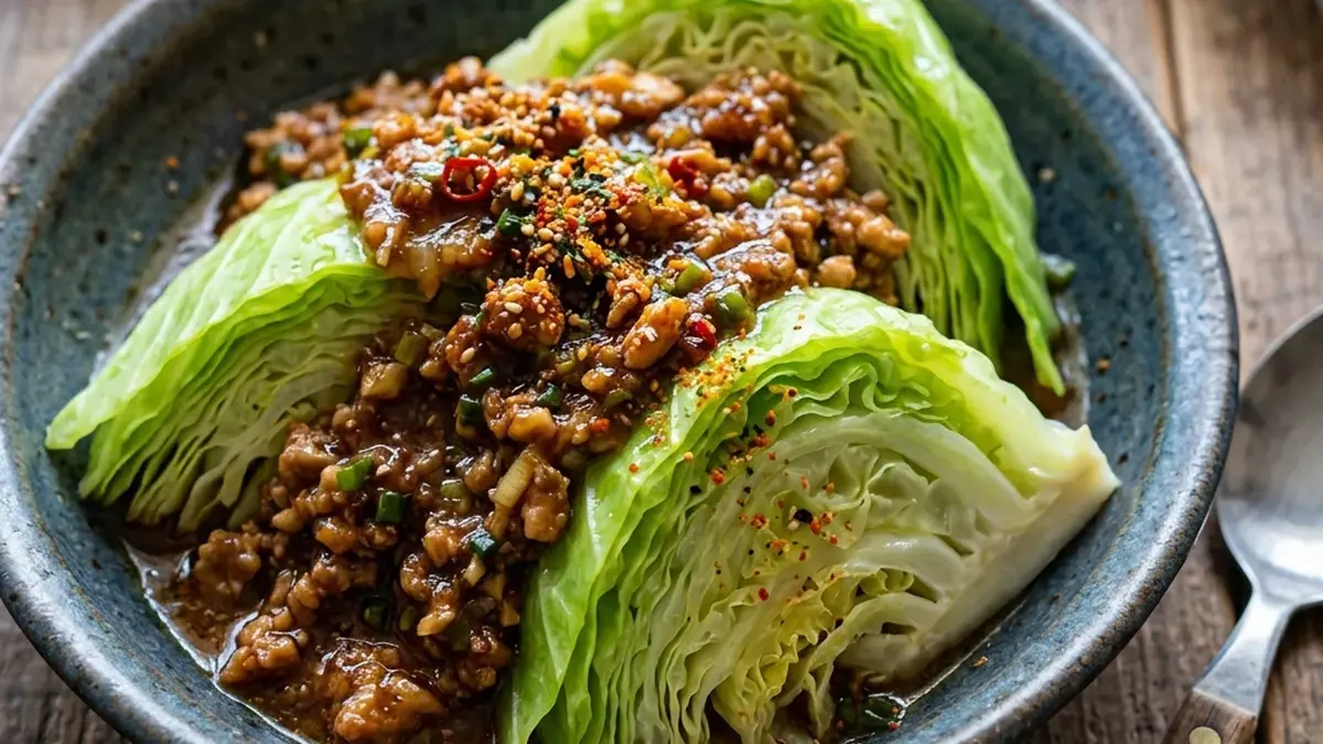 蒸しキャベツの肉みそのせ