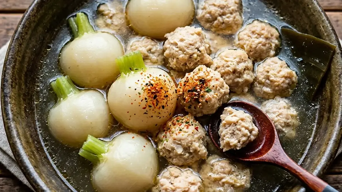 鶏だんごとかぶのスープ煮
