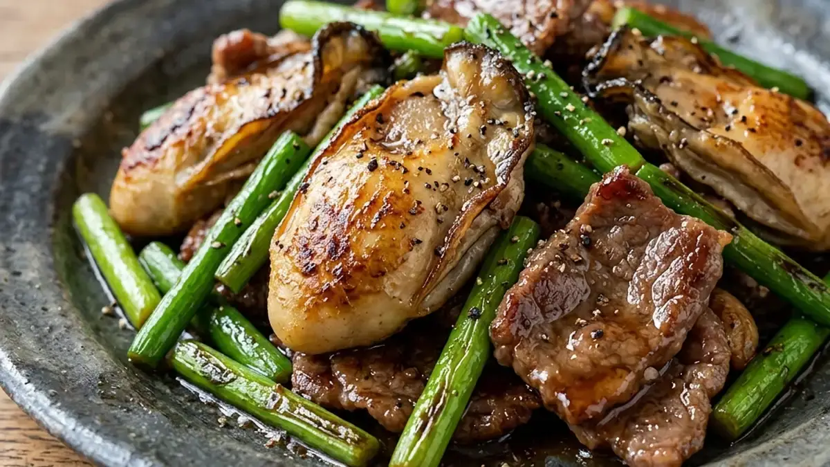 かきと牛肉の炒め物
