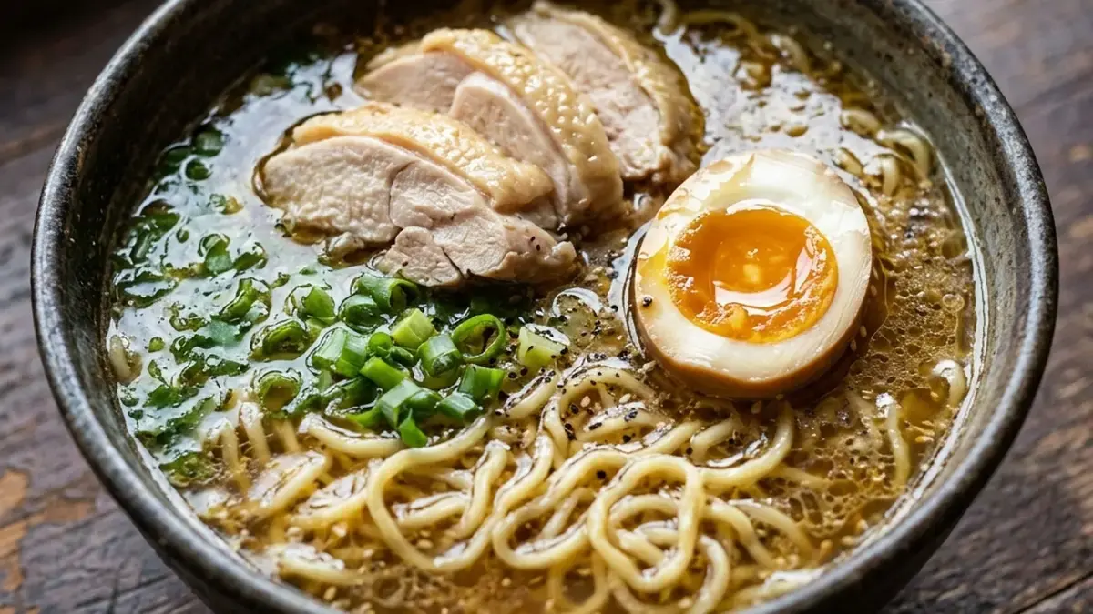 丸鶏スープのラーメン
