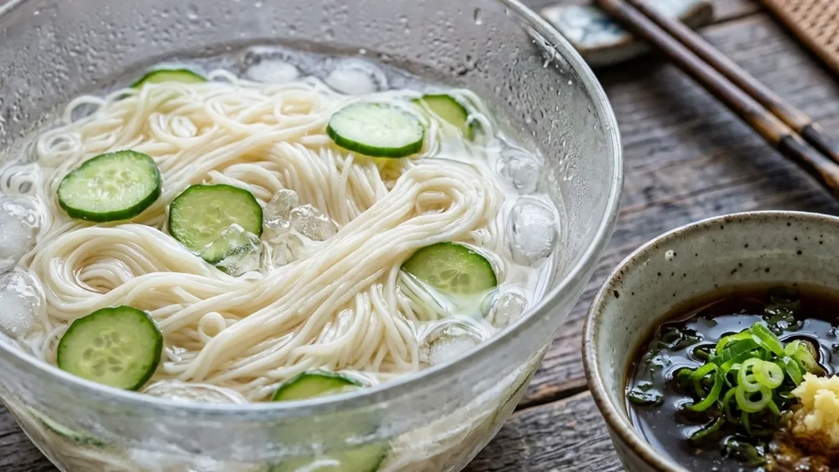 冷やしそうめんとそうめんつゆ