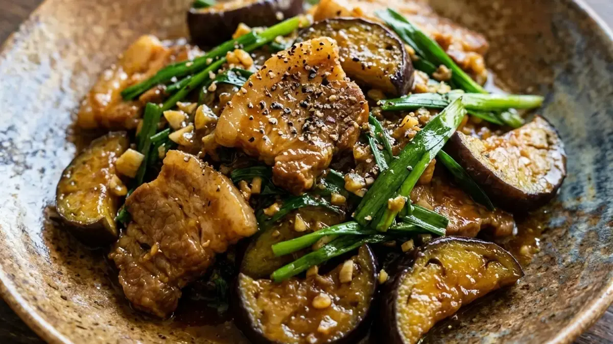 豚肉となすの中国風カレー炒め