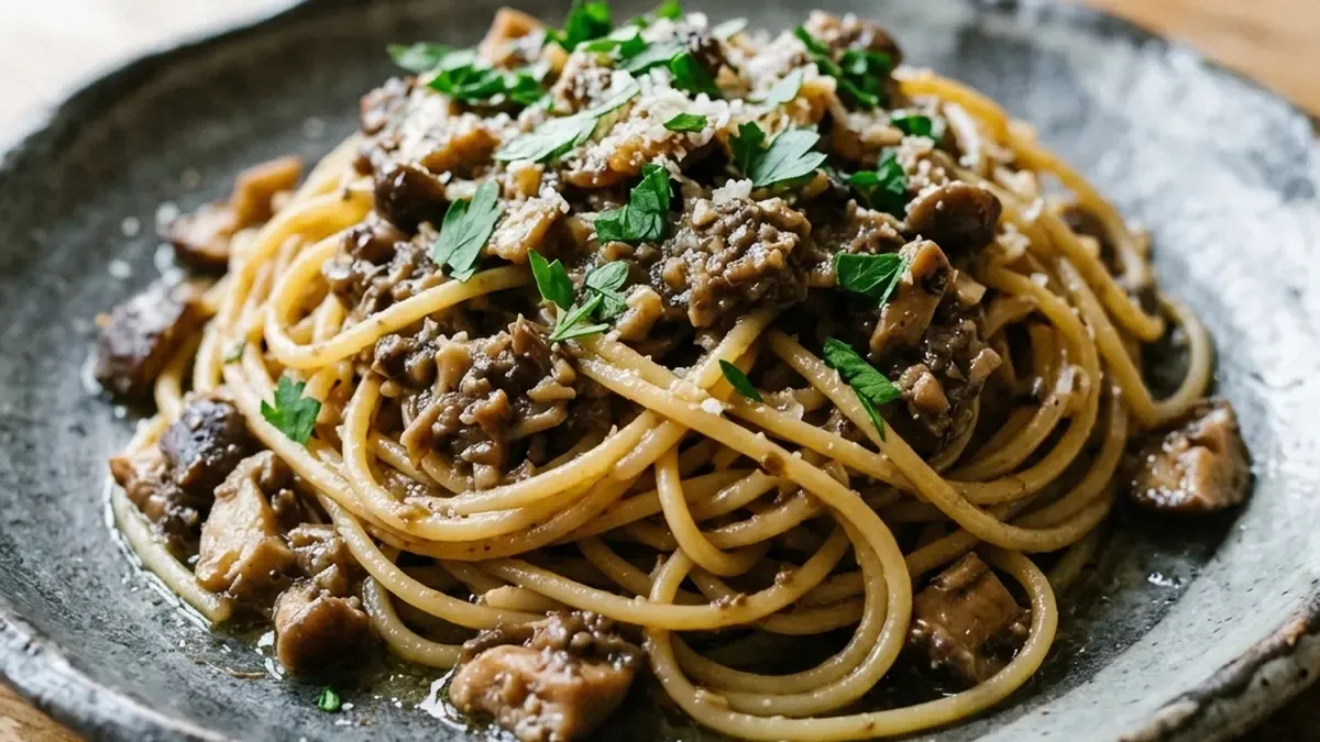 きのこソースのパスタ