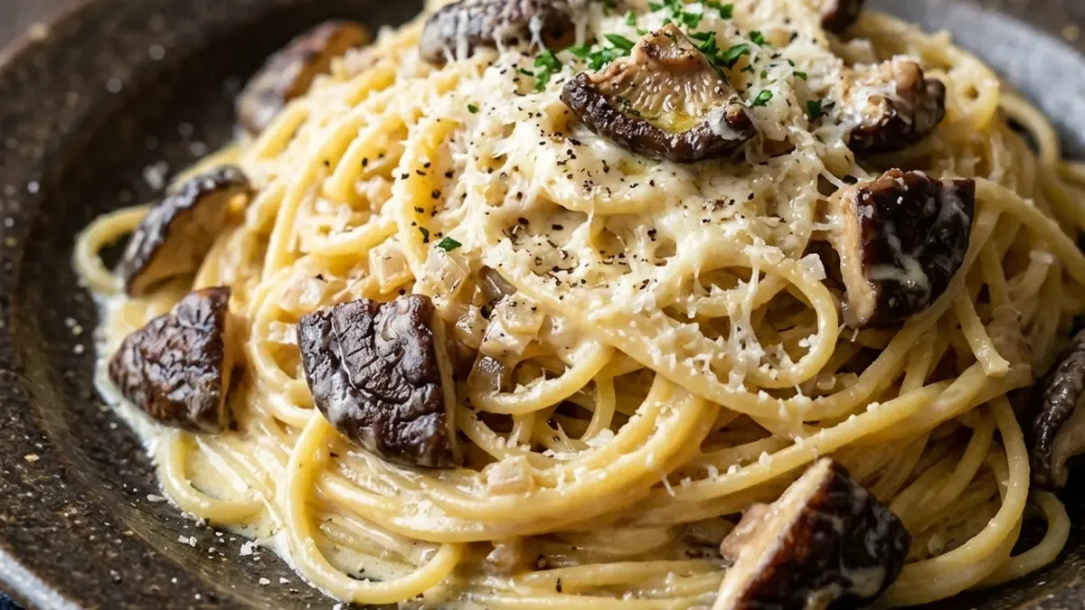 干しきのこのクリームパスタ