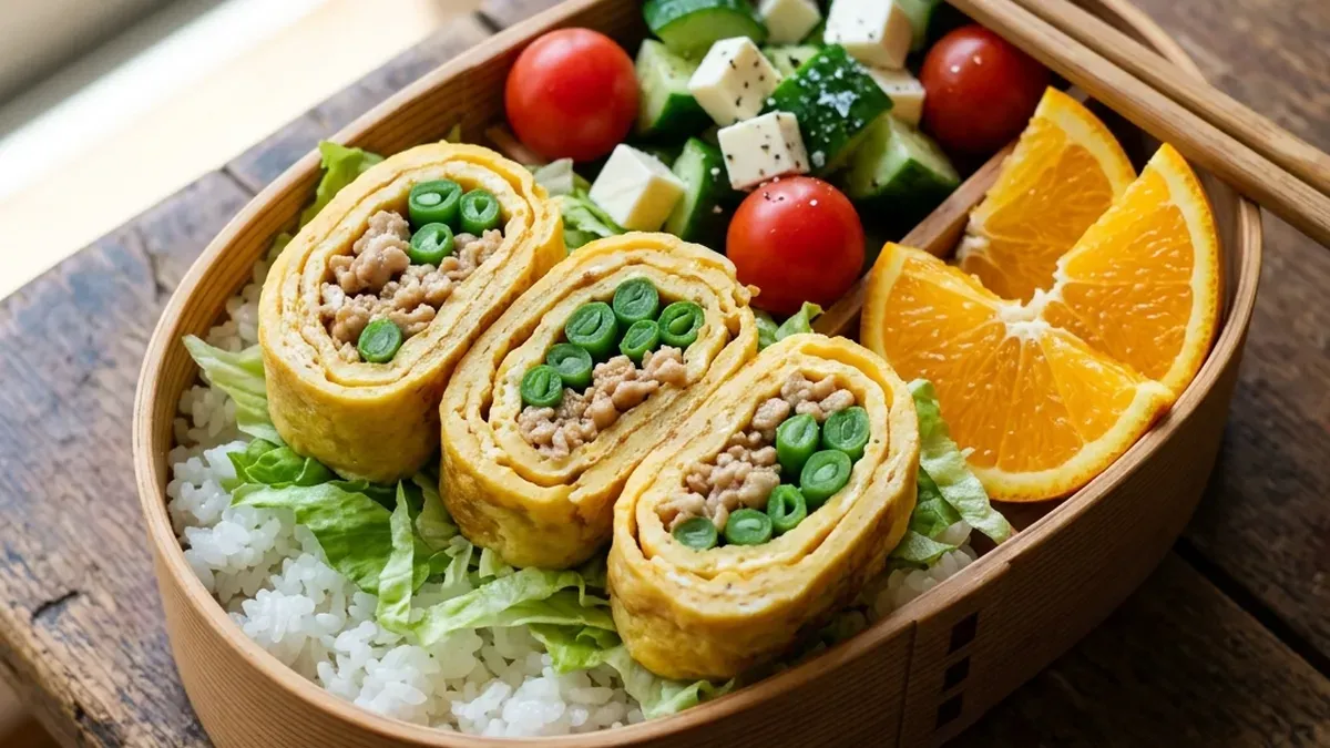 そぼろといんげんのオムレツ弁当