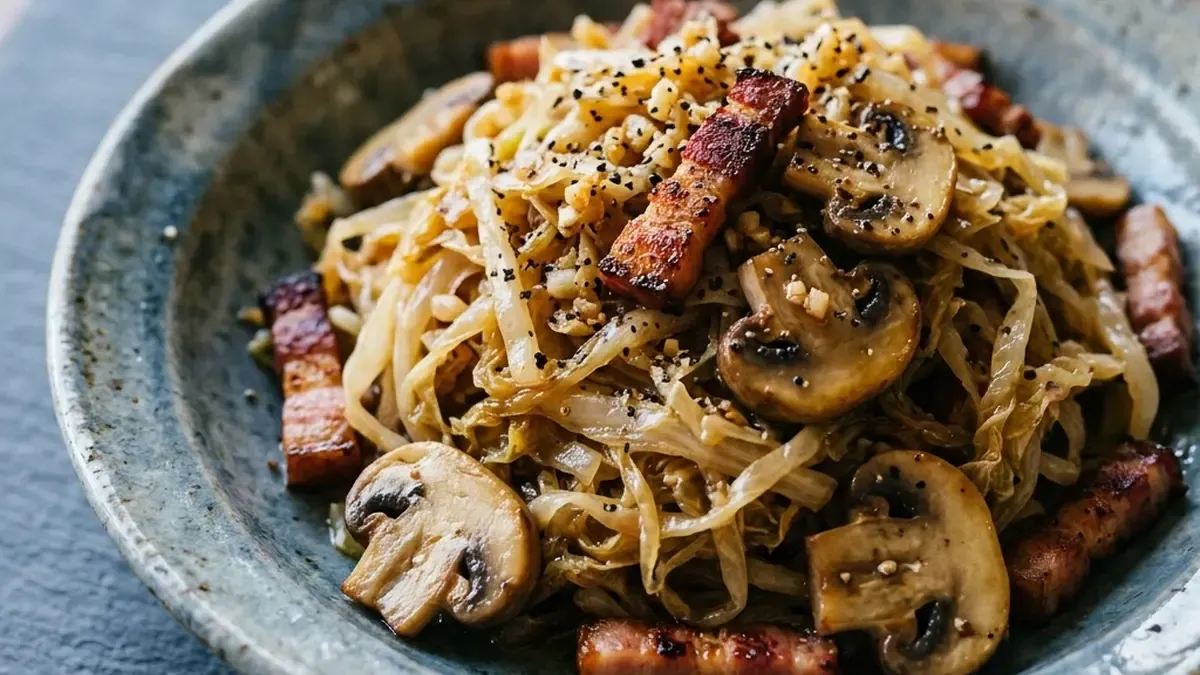 干し白菜ときのこのパスタ風