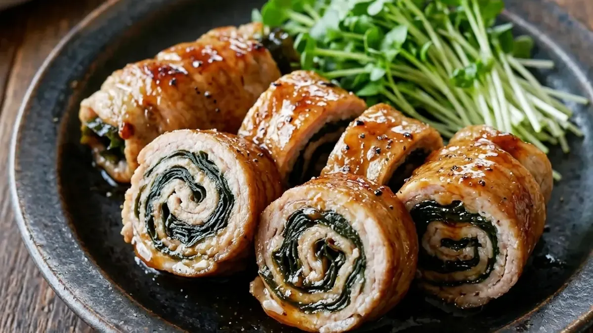 わかめの肉巻き 黒酢照り焼き