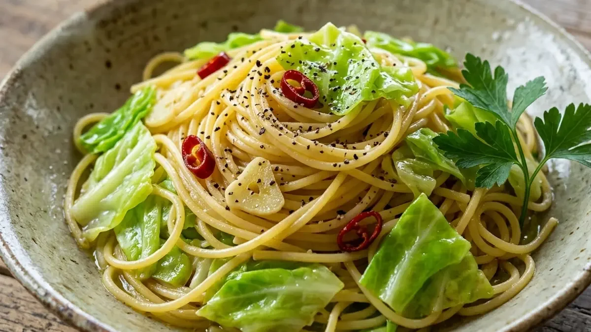 春キャベツのアーリオオーリオパスタ