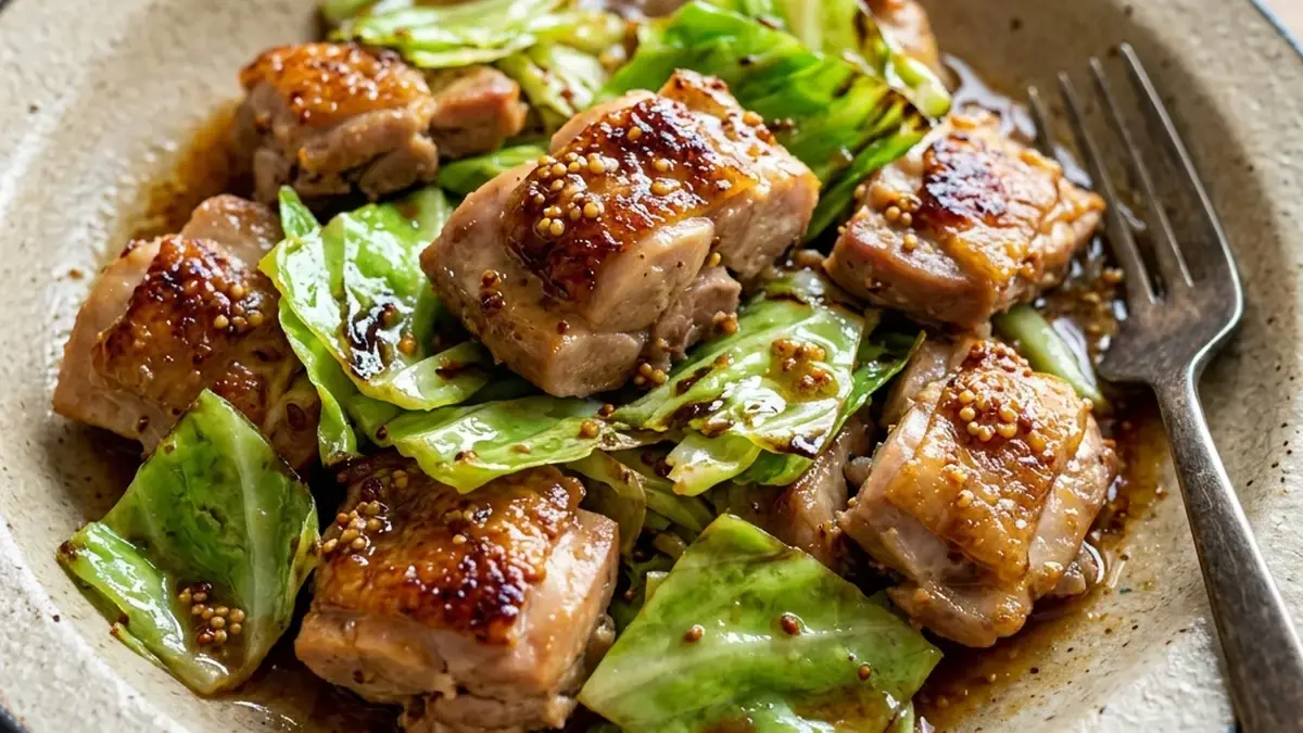 春キャベツと鶏肉のバターマスタードソテー
