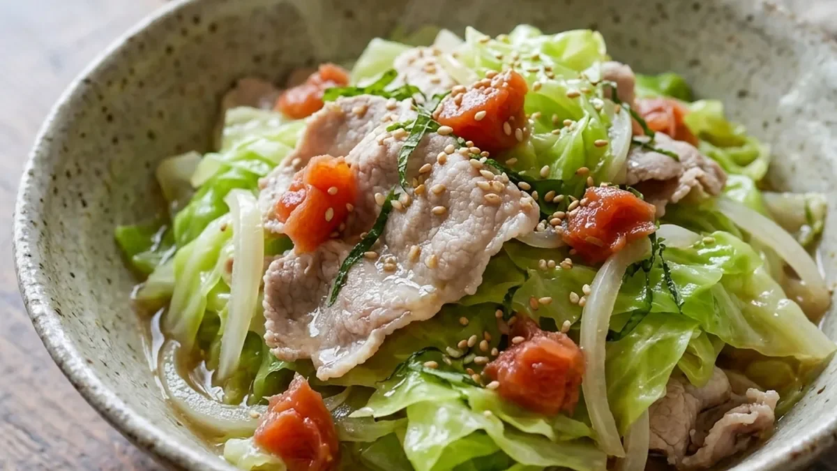 春キャベツと豚肉の梅蒸し