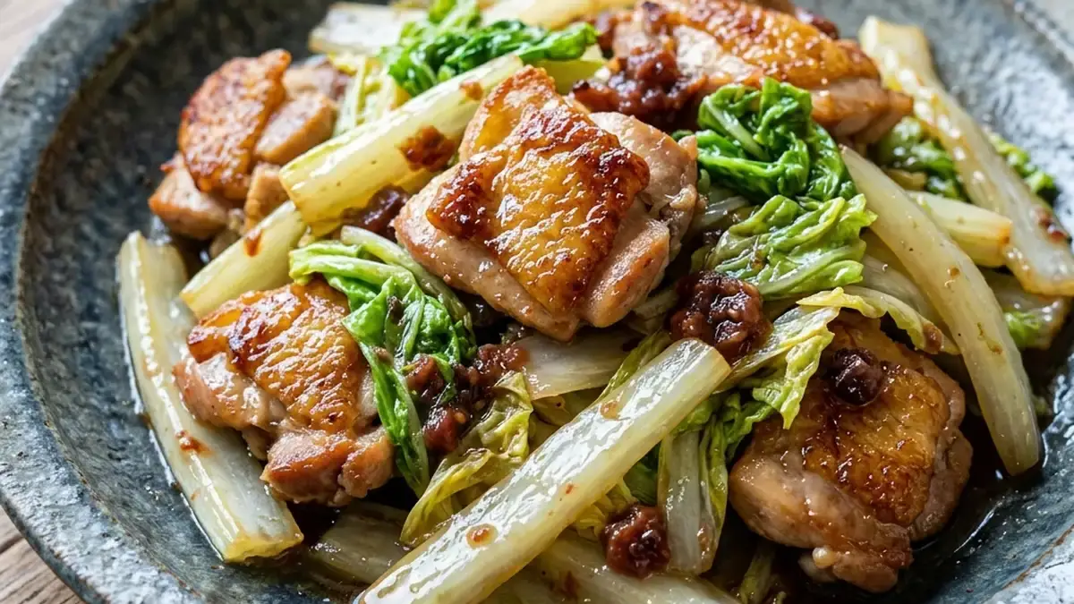 白菜と鶏肉の梅炒め
