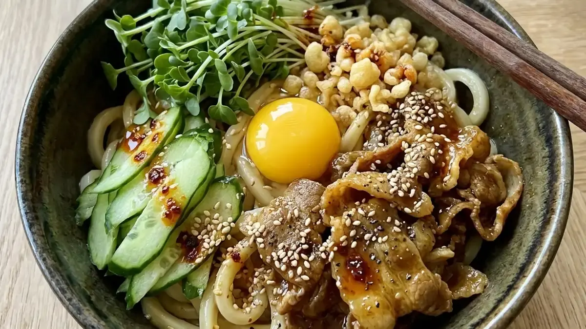 スタミナ豚混ぜうどん