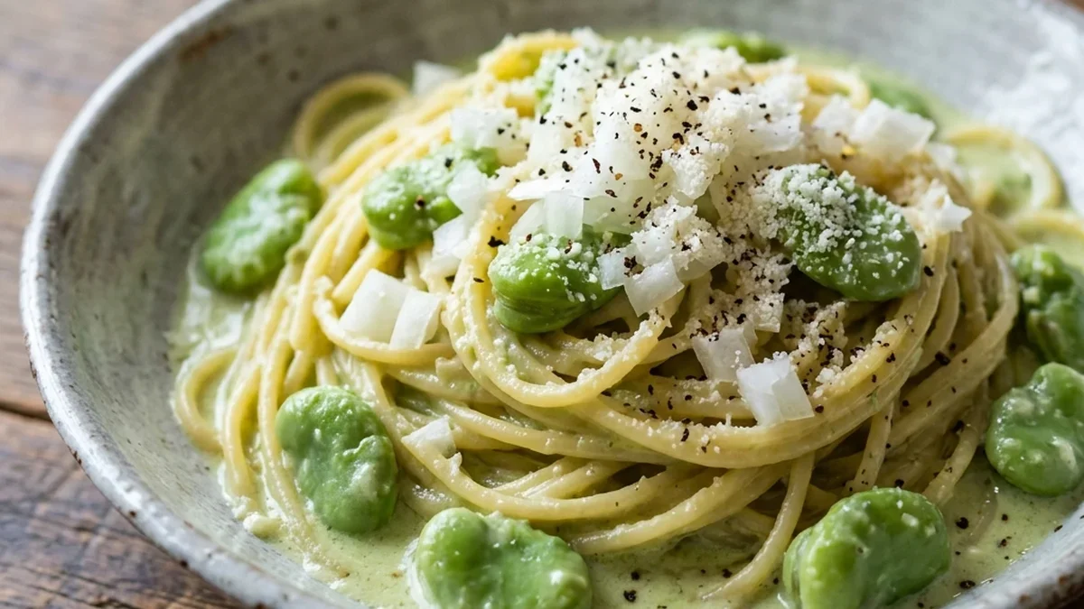 そら豆の豆腐クリームパスタ