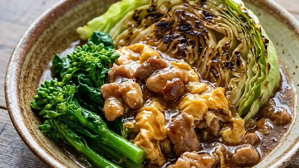 焦がし焼きキャベツの肉玉あんかけ
