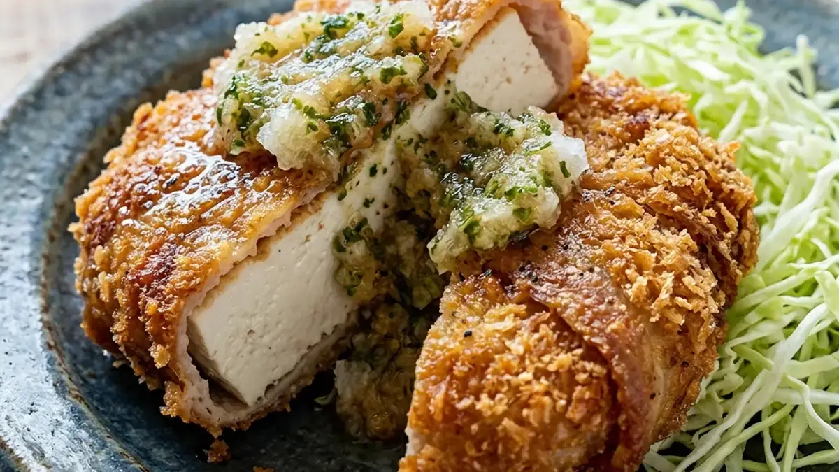 豆腐の焼きカツ磯辺おろしソース