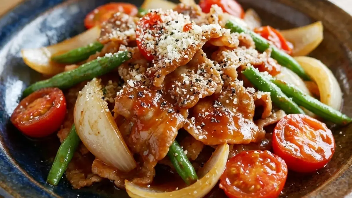 豚こまと初夏野菜のケチャップ炒め