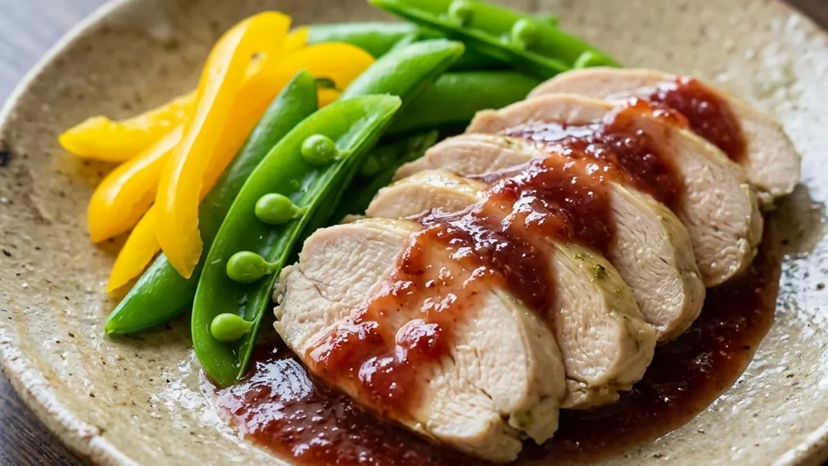 緑茶ゆで鶏 梅肉ソース