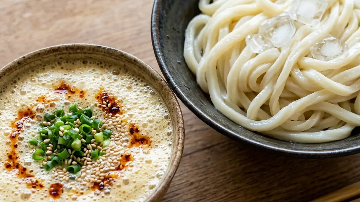 フワフワ卵納豆のつけうどん
