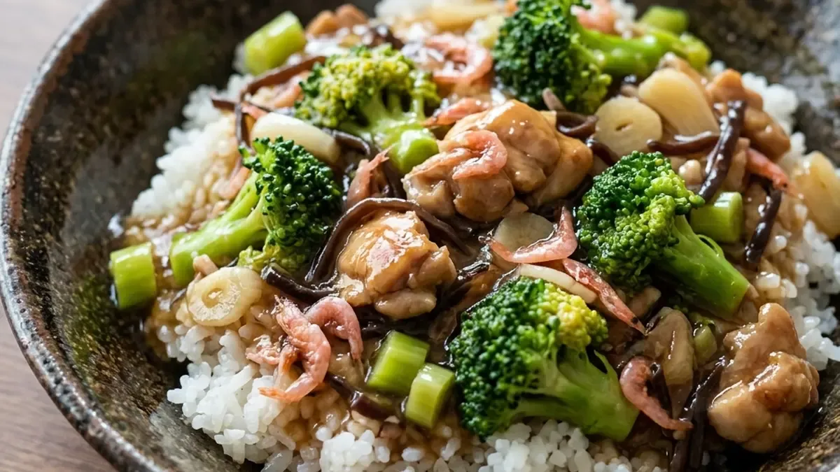ブロッコリーとらっきょうのあんかけご飯
