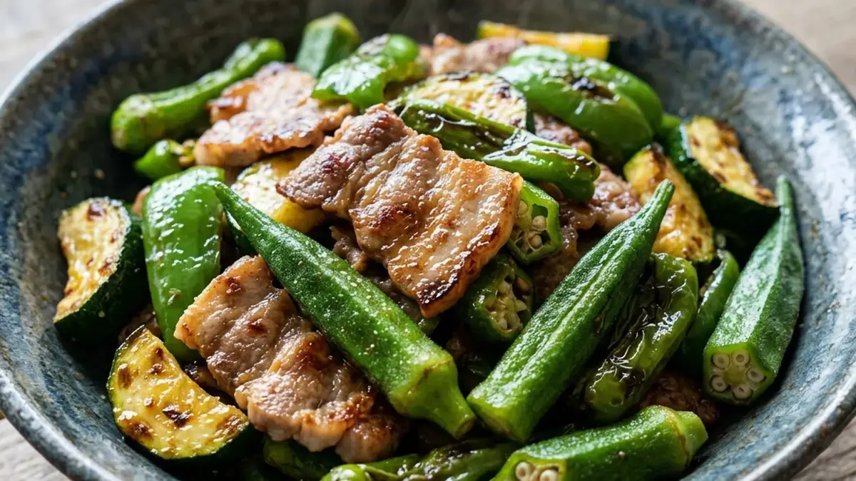 緑野菜の蒸し焼き