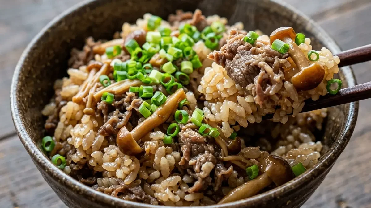 牛肉となめたけの炊き込みご飯