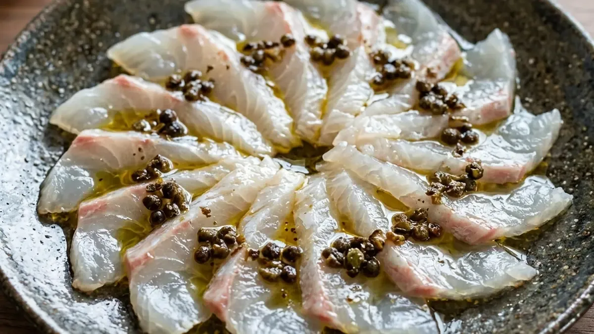 刺身のカルパッチョさんしょうオイルがけ