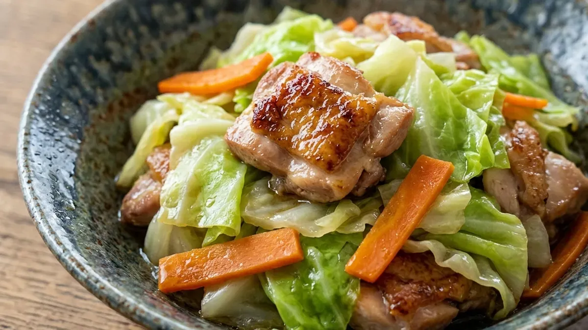 春キャベツと鶏肉のお酢蒸し