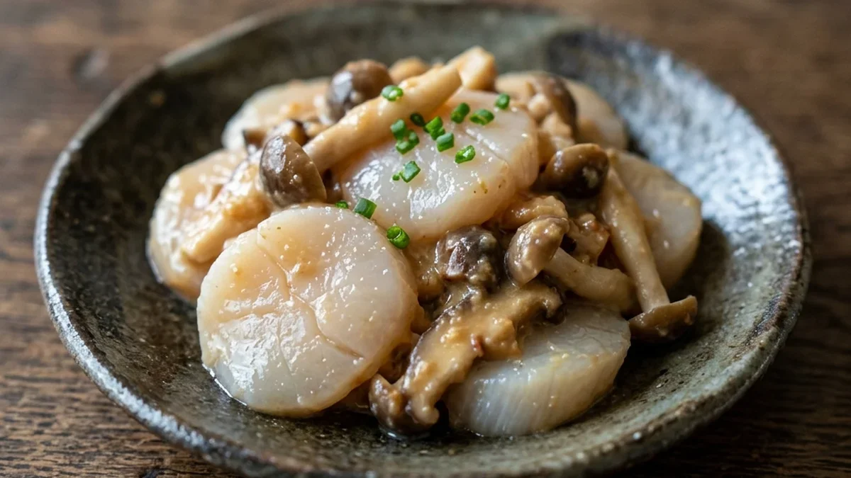 きのこと帆立ての甘酒みそ風味