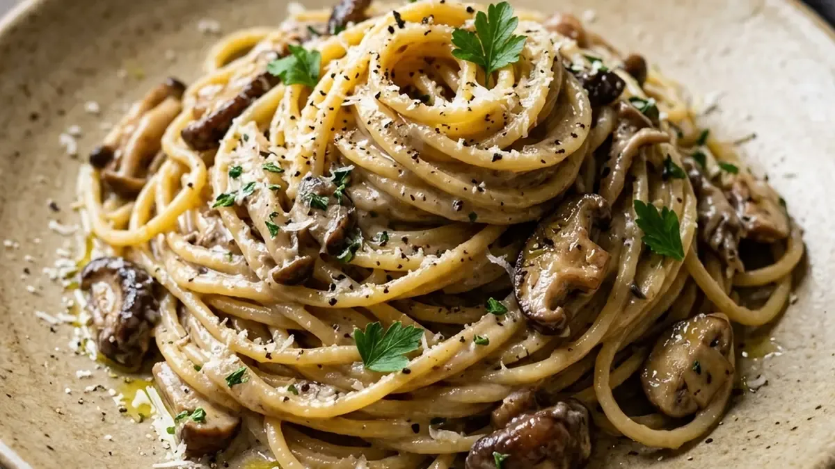 きのこペーストのパスタ