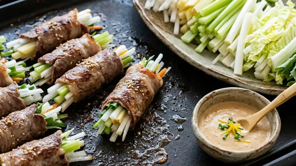 焼きしゃぶしゃぶの冬野菜巻き