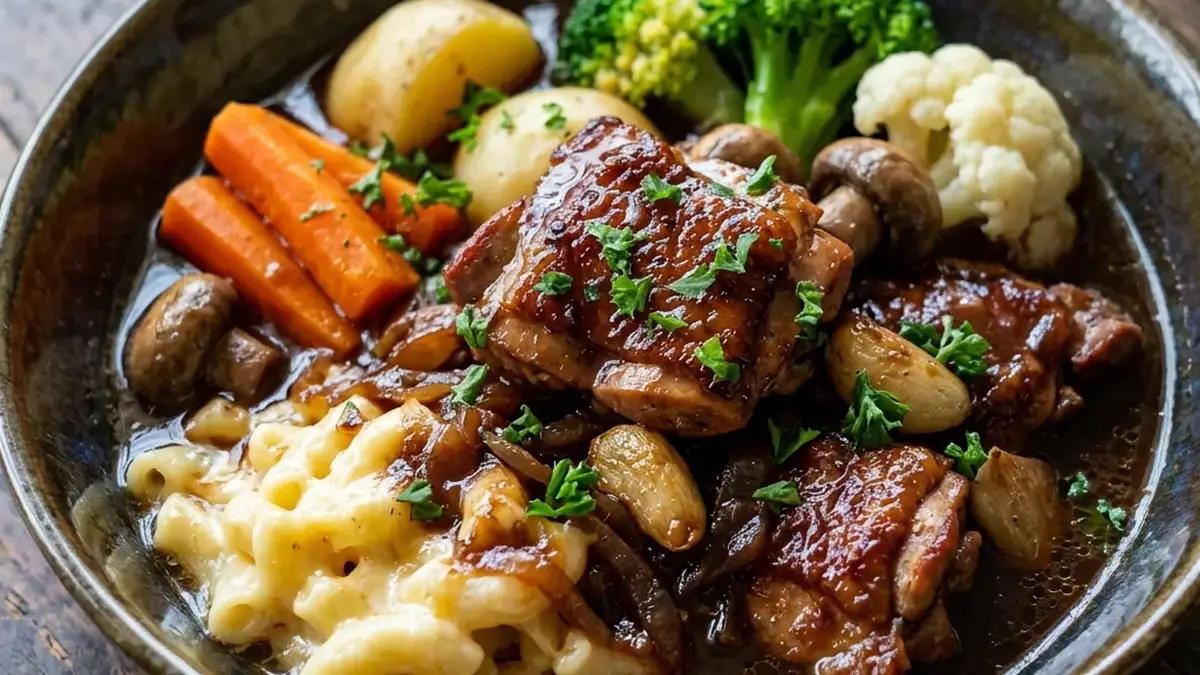 鶏肉の赤ワイン煮込み