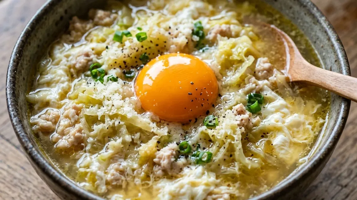 キャベツと鶏ひき肉のスープ