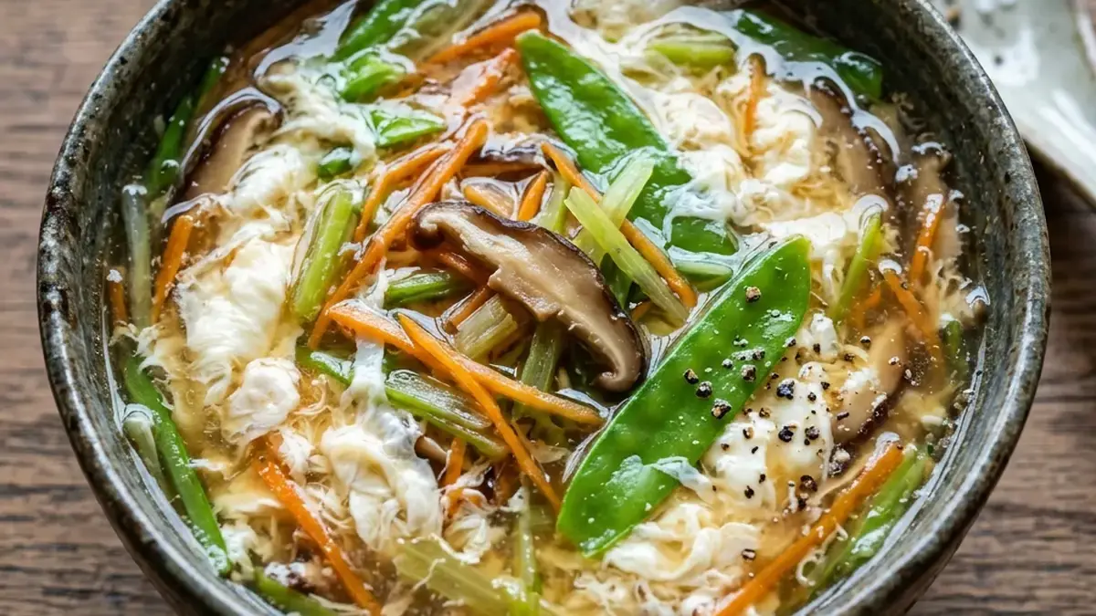 せん切り野菜と 干ししいたけの卵スープ
