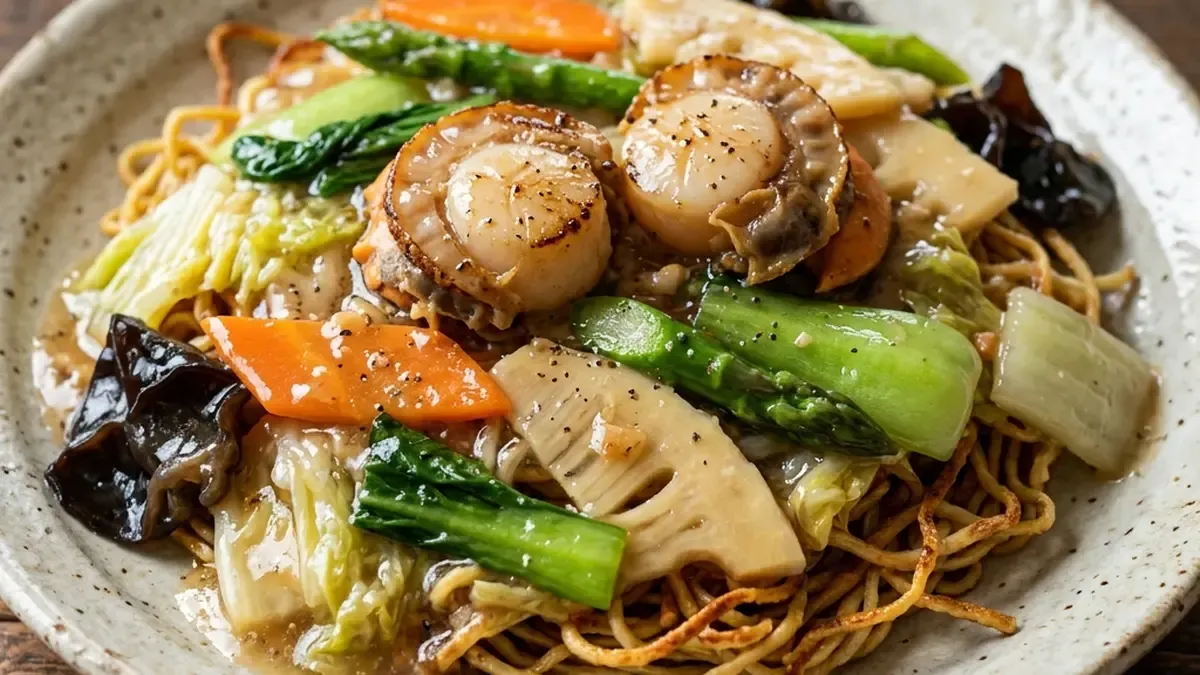 帆立ての塩あんかけ焼きそば