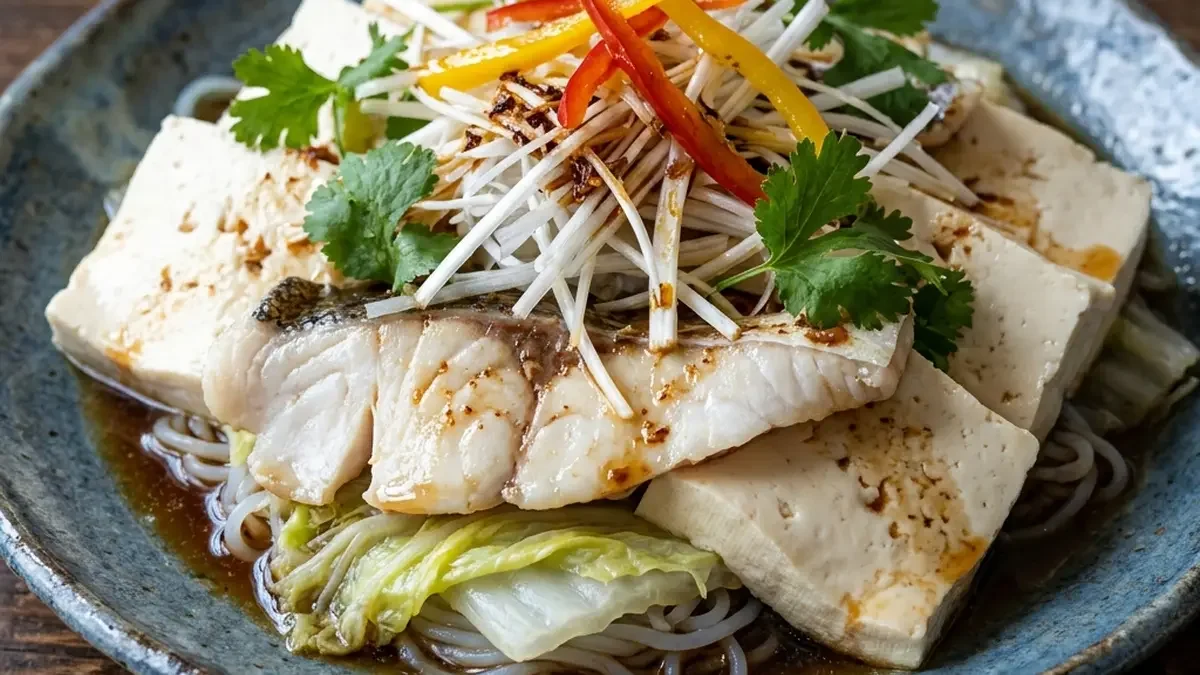 豆腐と白身魚の重ね蒸し