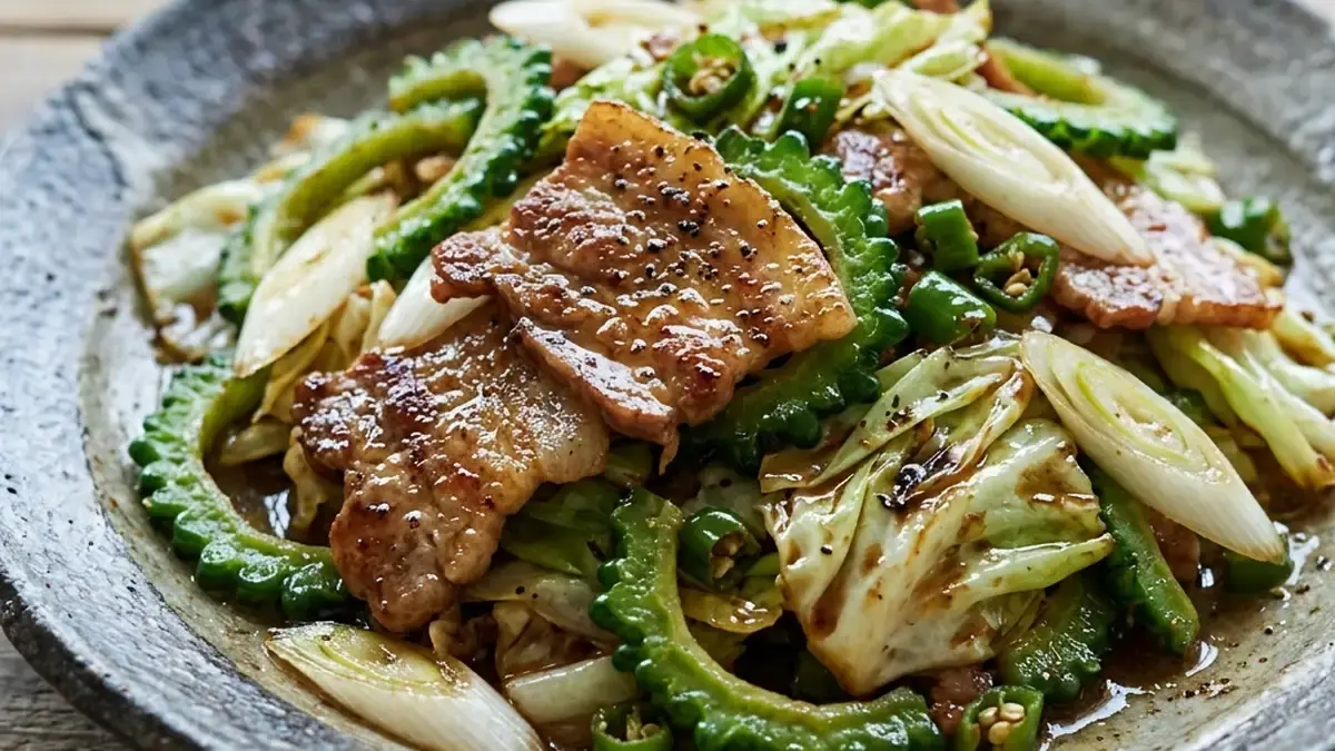 ゴーヤーと青唐の塩回鍋肉