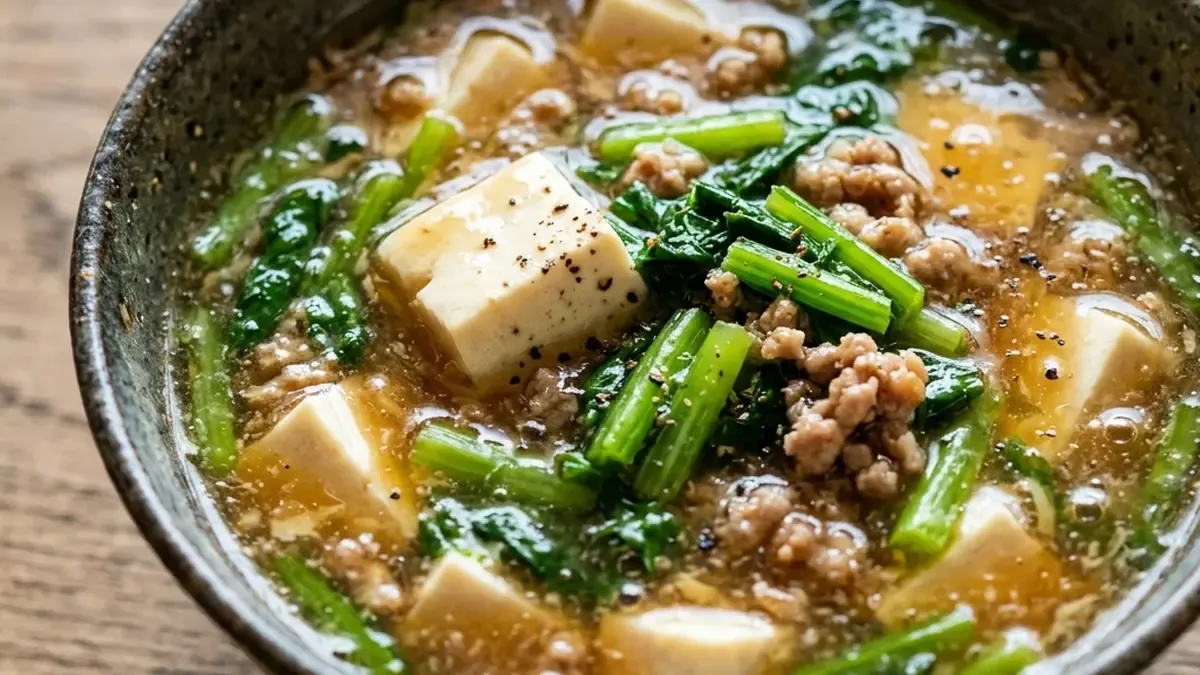 豆腐と小松菜のサンラースープ