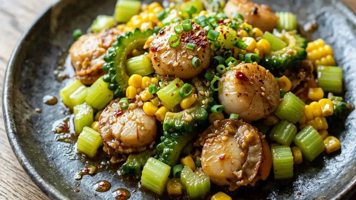 帆立て貝柱と夏野菜の スパイシー炒め