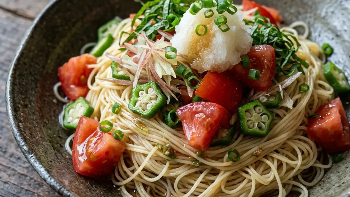 夏野菜の冷製パスタ和風アレンジ