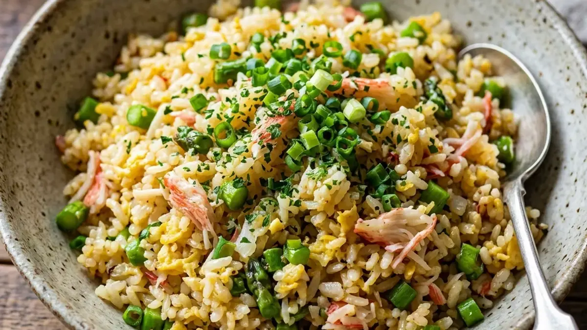 アスパラとかにかまのチャーハン