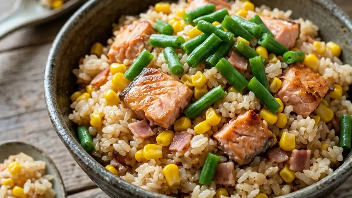 とうもろこしとさけの炊き込みご飯