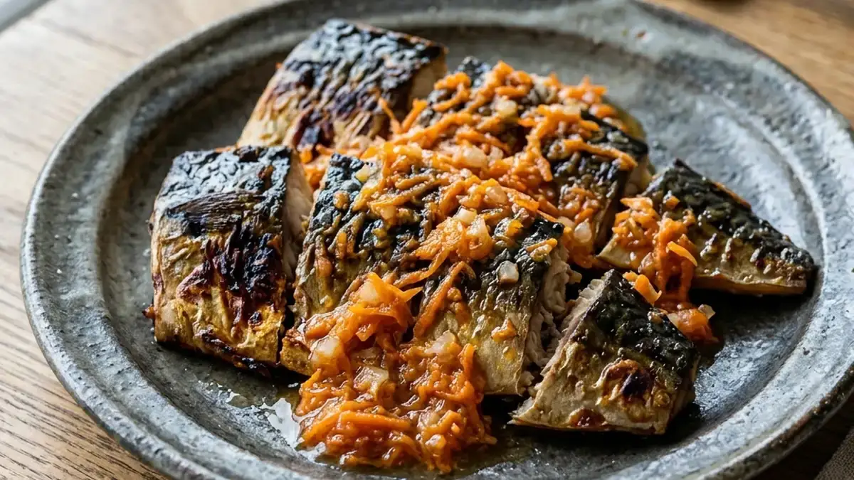 焼きさば にんじんドレッシングがけ