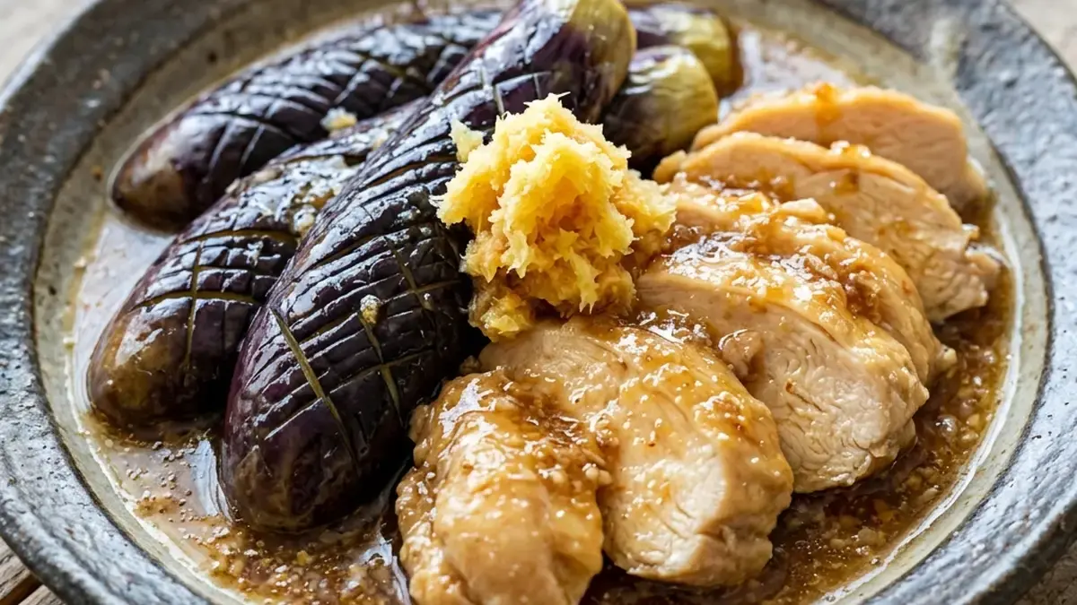 なすと鶏むね肉のうまみ酢がけ