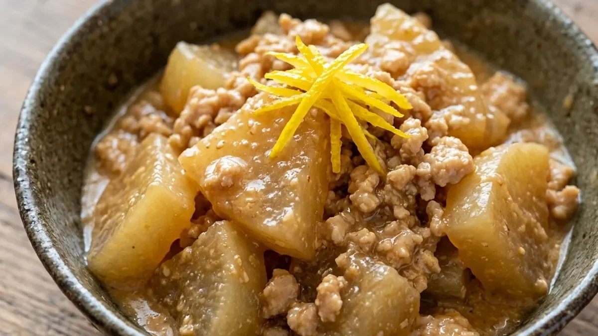 大根と鶏そぼろのごま煮