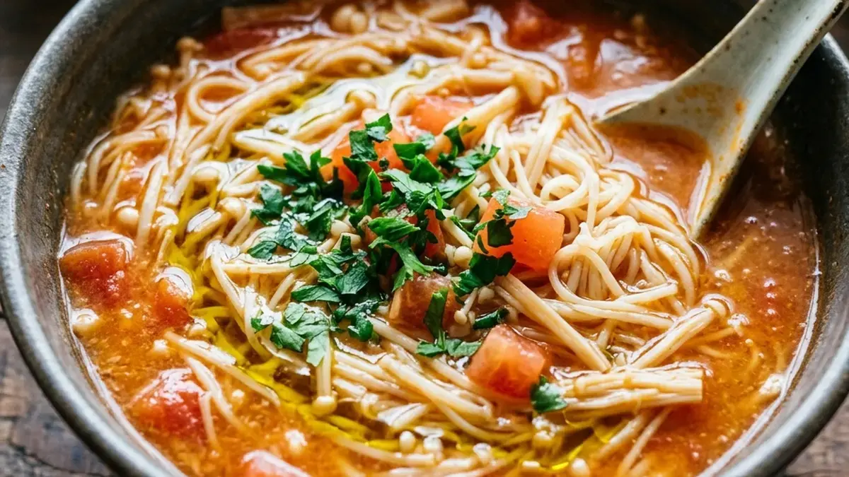 えのきとトマトのみそにゅうめん