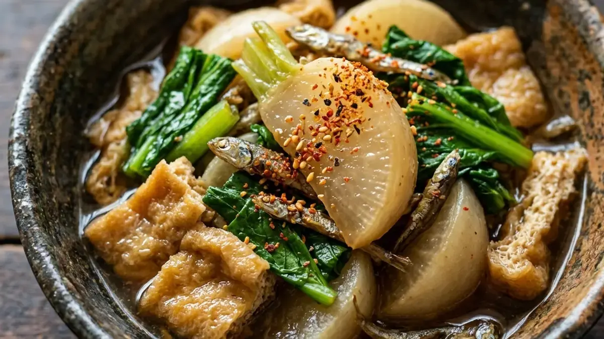 小かぶと煮干しの煮物