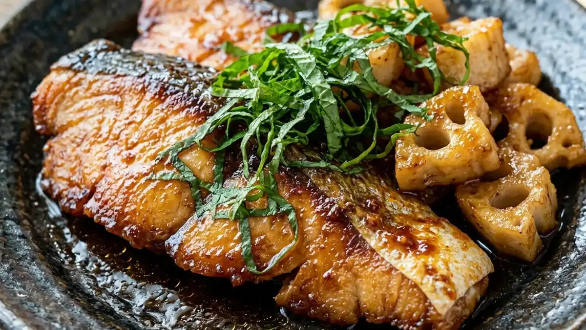 ぶりとれんこんの焼き物