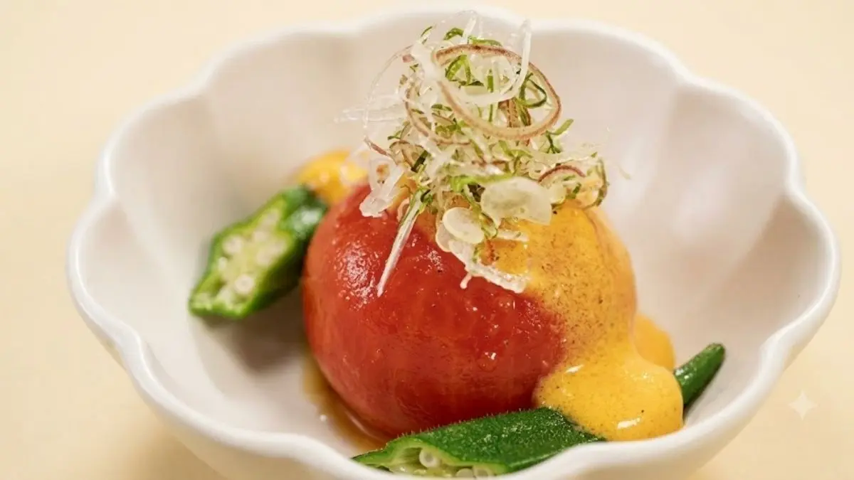 トマトの含め煮 黄身酢仕立て