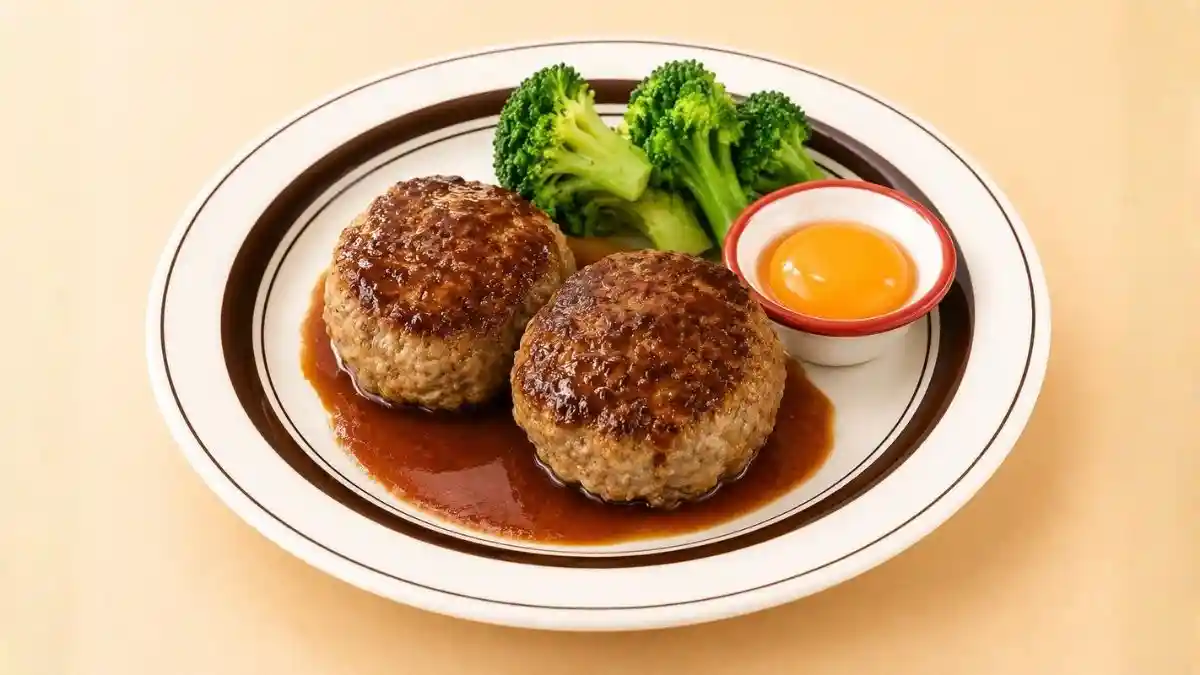 あらびき月見ハンバーグ