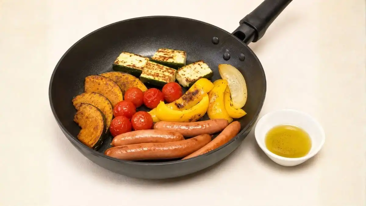 ソーセージと夏野菜のフライパン蒸し